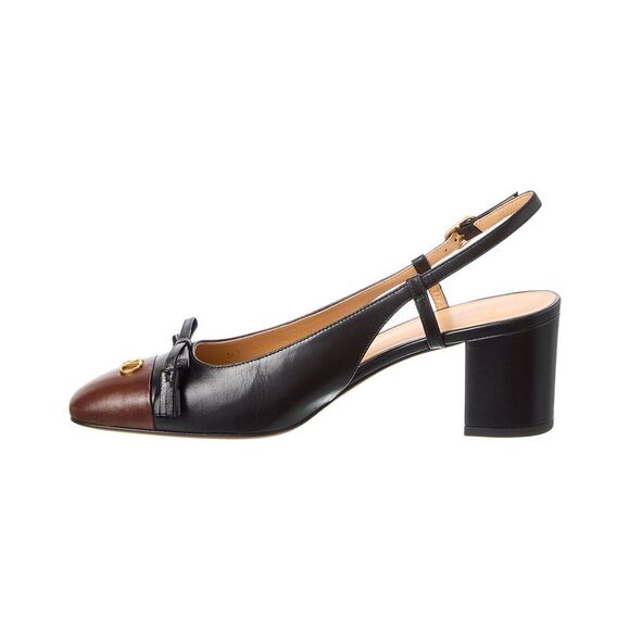 Valentino Bow 60 Leather Slingback Pump, Brown - Picture 2 of 5